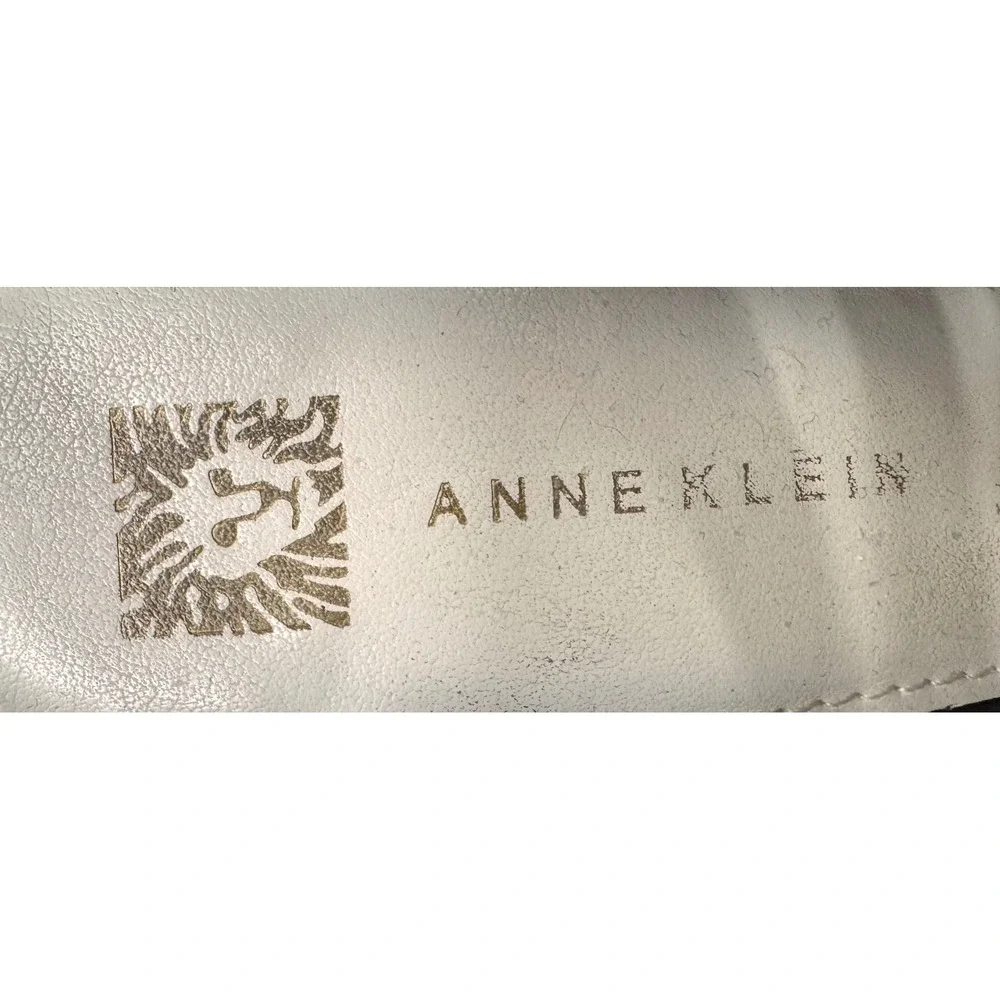 Anne‎ Klein Aktrisa Black Leather Gold Studded Wedge Sandals Sz 8M